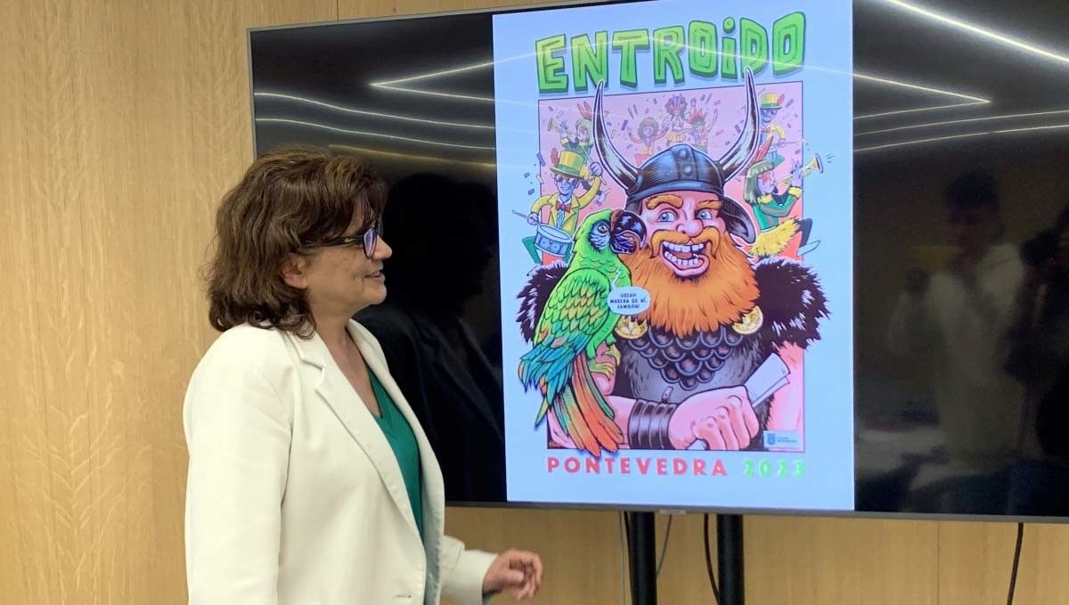 A concelleira de Festas, Carme da Silva, na presentación do Entroido 2023
