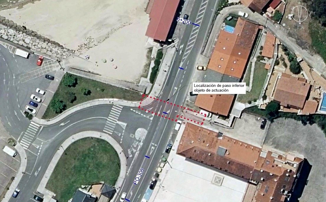 Paso peonil subterráneo da PO-308 en Combarro onde serán realizadas as obras
