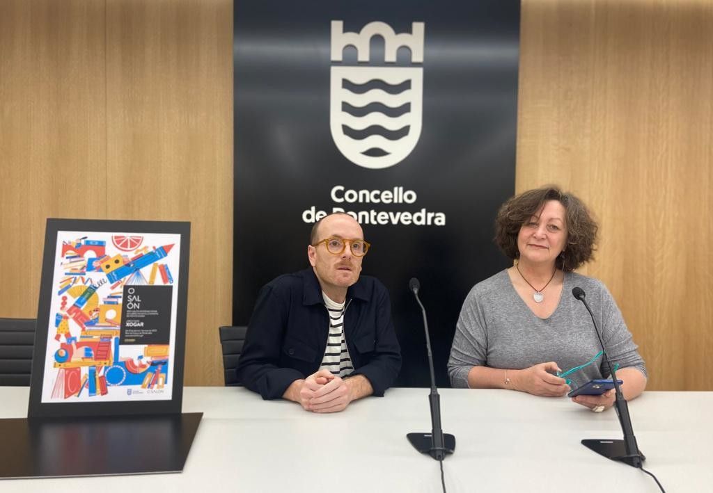 Presentación do cartel do Salón do Libro 2023, obra do ilustrador Iván Rodríguez