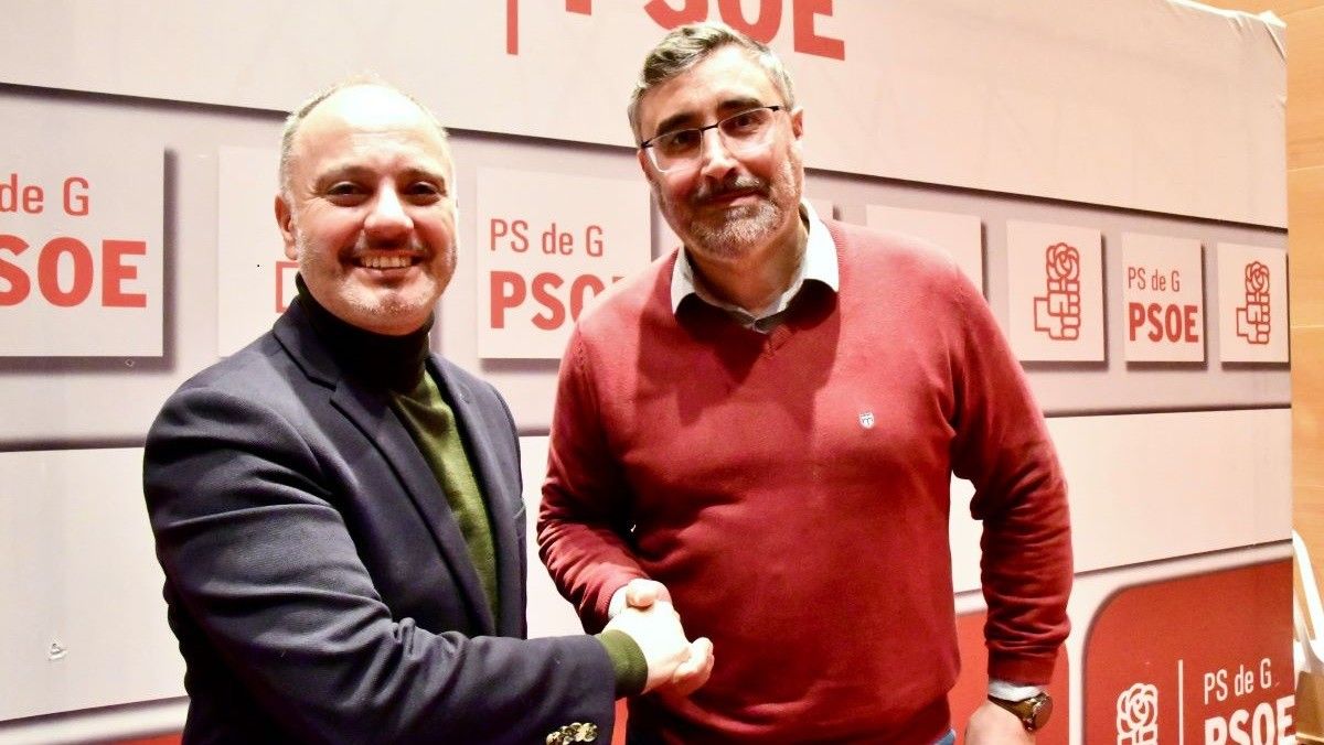 David Regades e Manuel Flores, candidato do PSdeG-PSOE en Portas