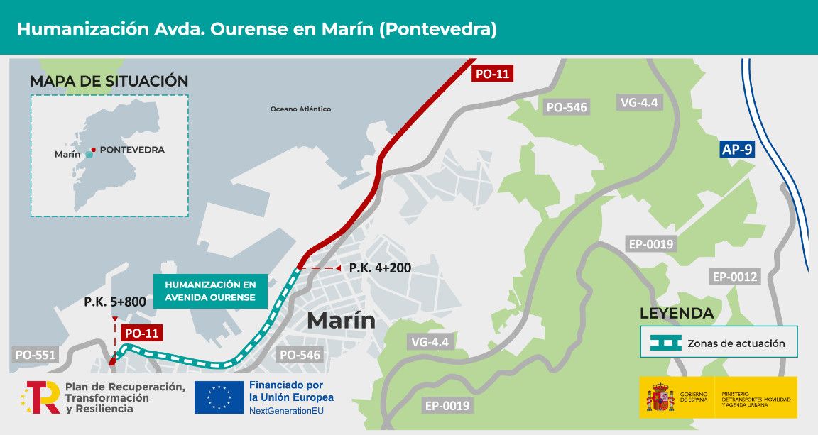 Tramo da Avenida de Ourense que será humanizado