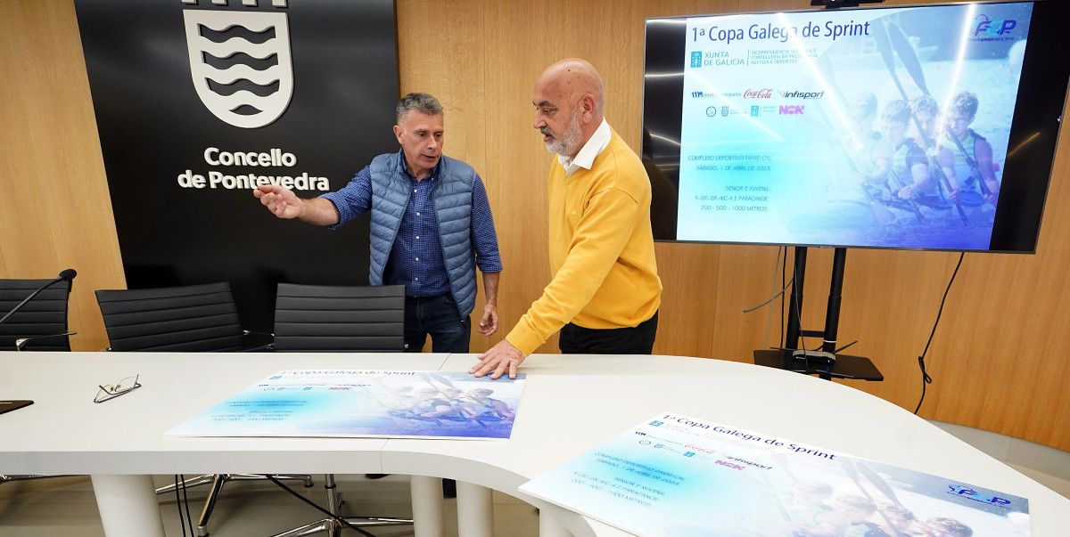Fredi Bea y Tino Fernández presentan la primera Copa Galega de piragüismo sprint que se celebrará en el Pontillón