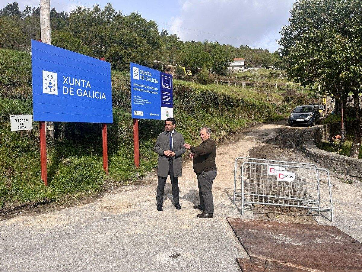 Obras do saneamento en Reboredo, en Campo Lameiro