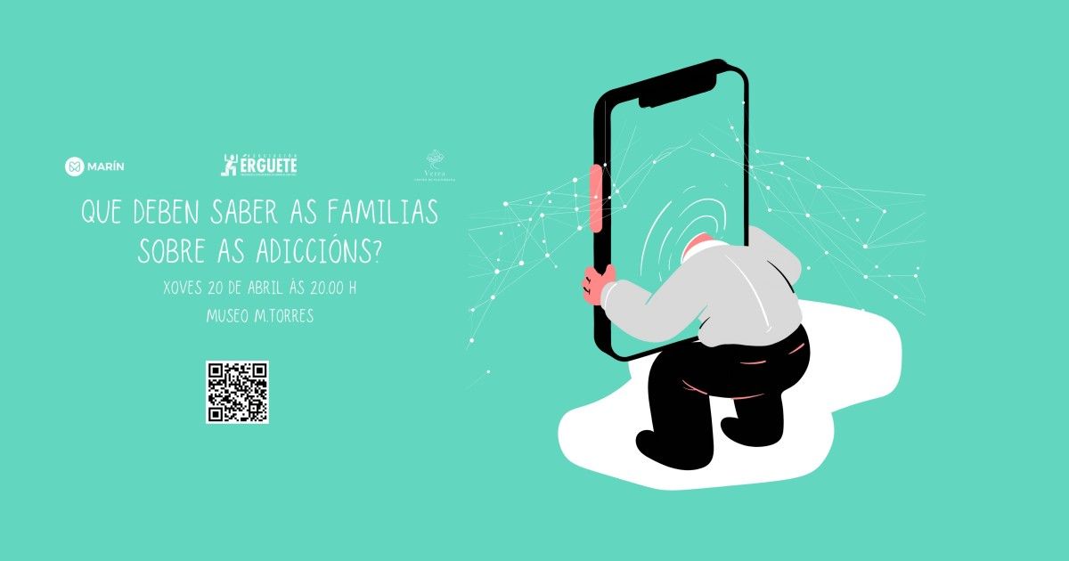 Cartel de la charla para prevenir las adicciones entre los menores