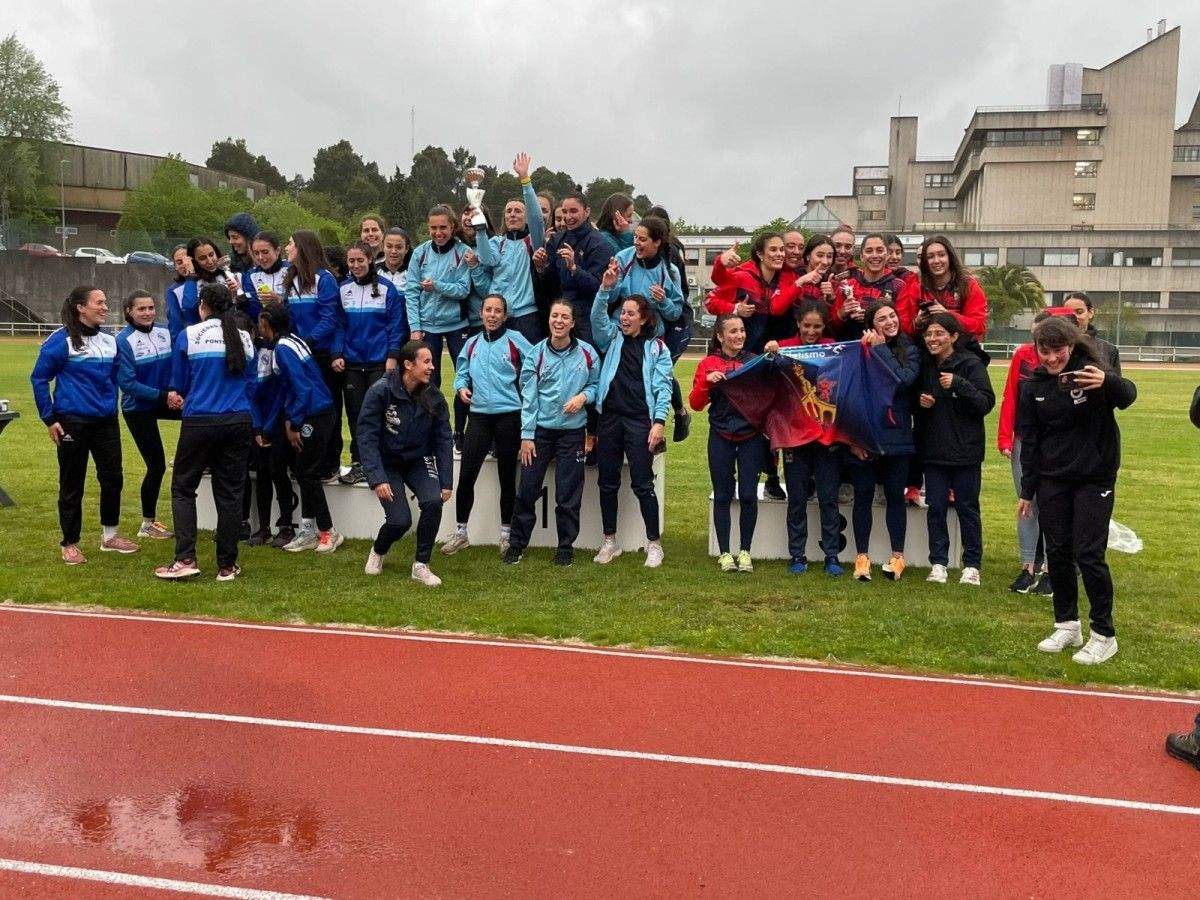 Podio feminino do Campionato Xunta de Galicia de Clubs de atletismo