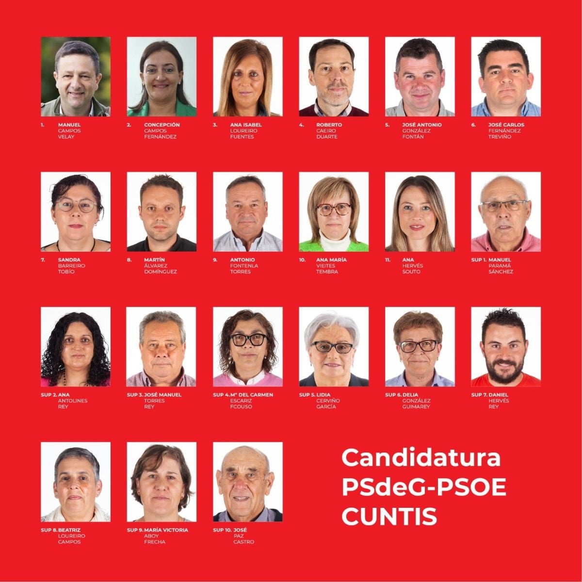 Integrantes da candidatura do PSOE de Cuntis