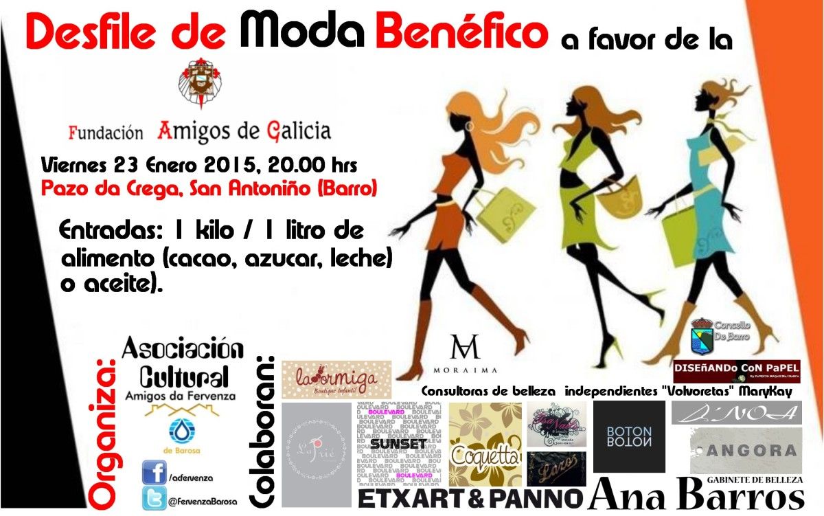 Cartel del desfile solidario de moda en Barro