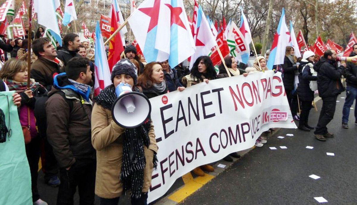 Protesta de trabajadores de Cleanet en Madrid