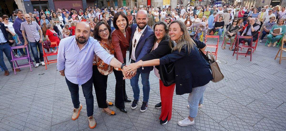 Mitin do PSdeG-PSOE con Iván Puentes e a ministra de Ciencia, Diana Morant