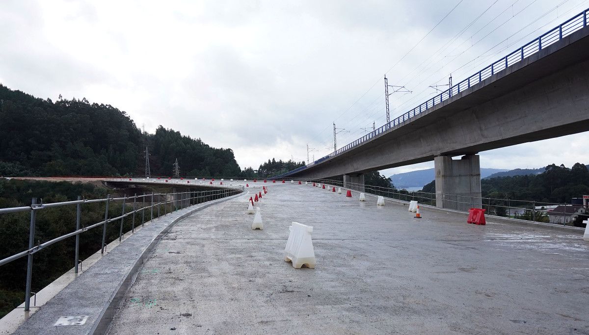 Obras da A-57 no viaduto de Vilaboa