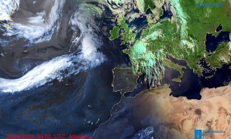 Imaxe de satélite de Meteogalicia durante este 22 de xuño de 2023