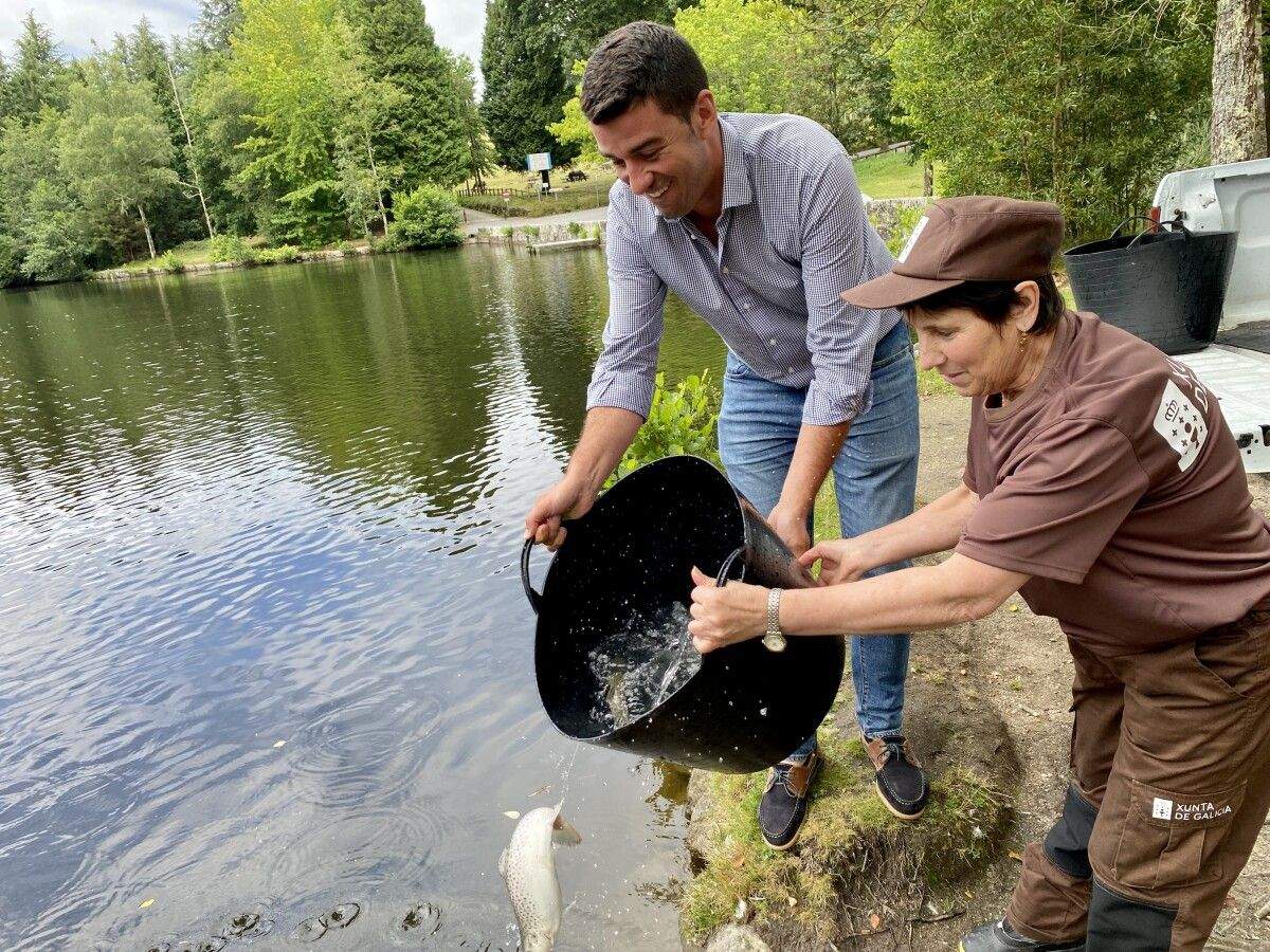 Solta de troutas no lago de Castiñeiras