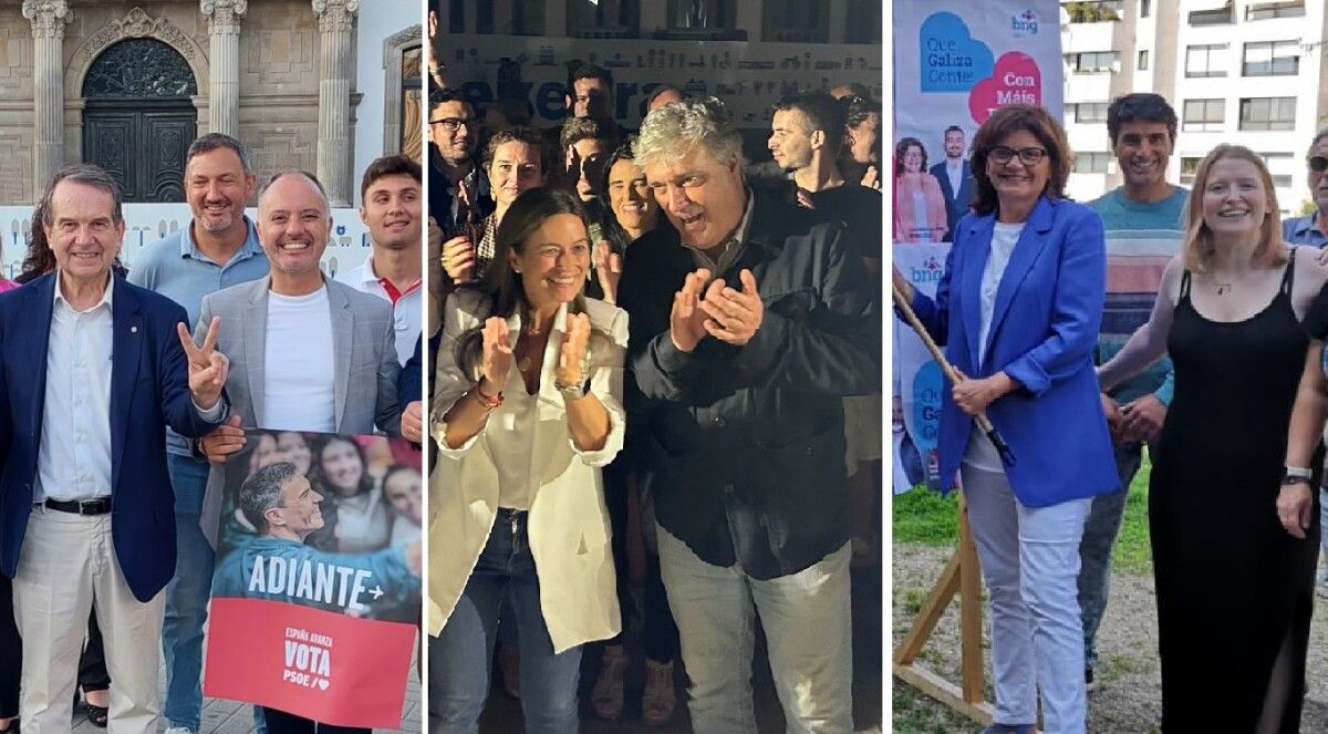 En Pontevedra, PP, PSOE e BNG pegaron os seus carteis electorais en distintos puntos da cidade