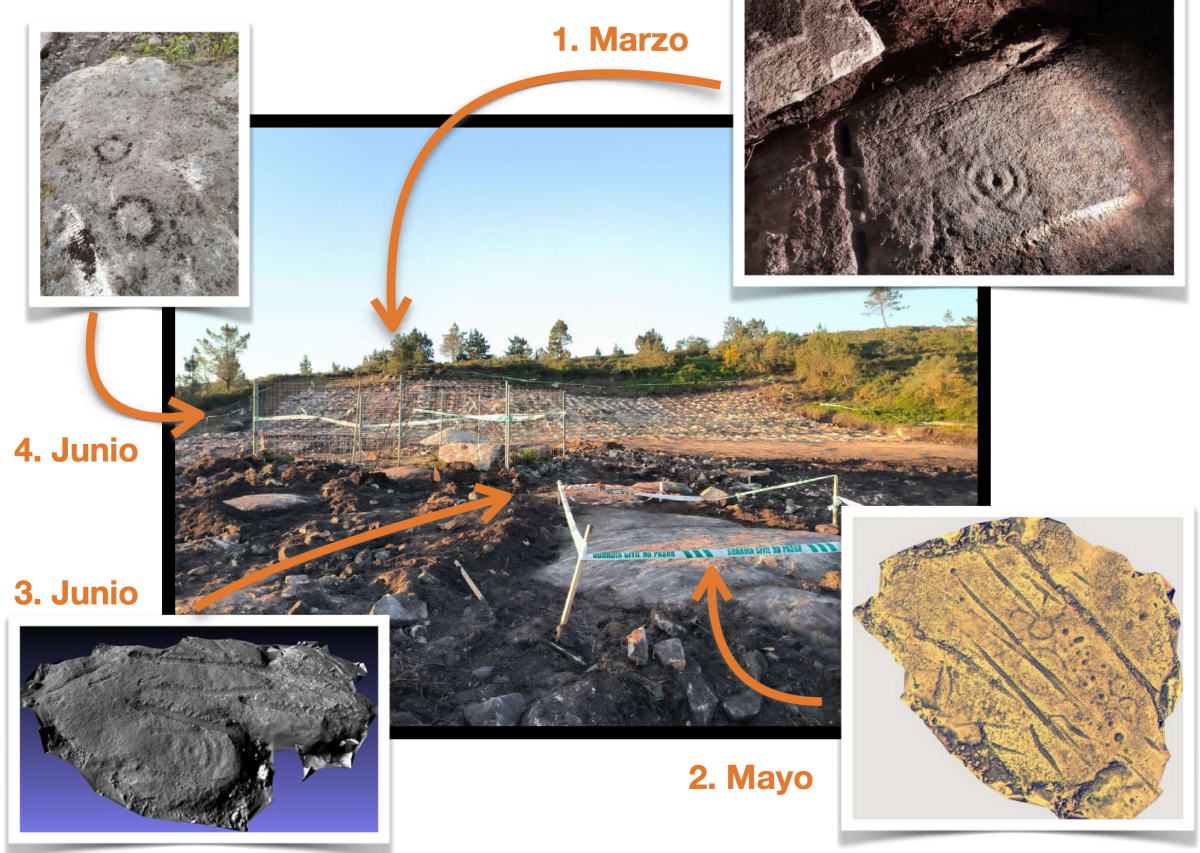 Diferentes elementos patrimoniais destruídos nas obras do monte Acibal