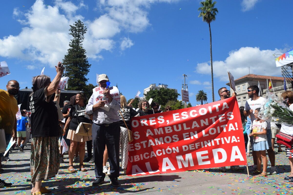 Protesta dos vendedores ambulantes no pregón