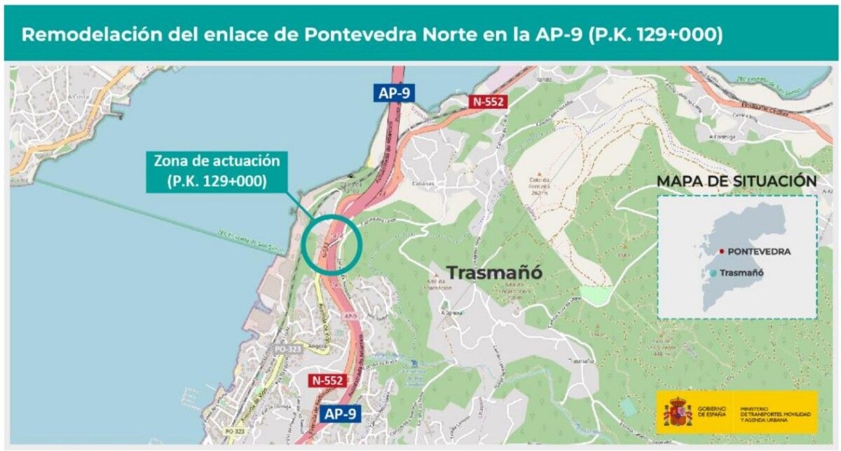 A nota de prensa emitida polo Ministerio sitúa o nó de Bombeiros en Rande, na ría de Vigo