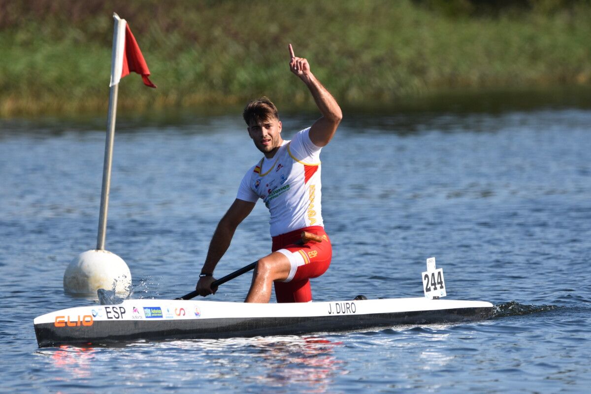 Jaime Duro tras conseguir a medalla de ouro no Mundial de Piragüismo Maratón en Dinamarca
