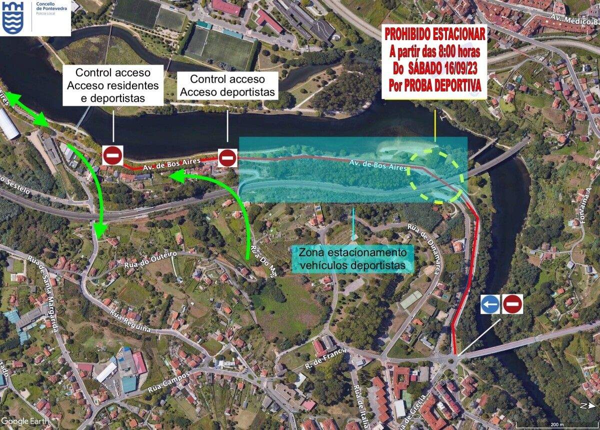 Dispositivo de tráfico pola travesía a nado