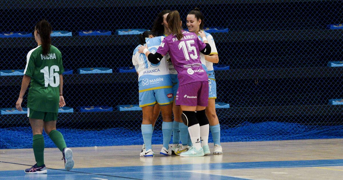 Partido de liga entre Marín Futsal e Leganés na Raña