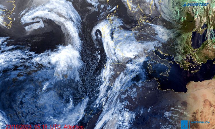 Imaxe de satélite de Meteogalicia durante este 23 de outubro de 2023