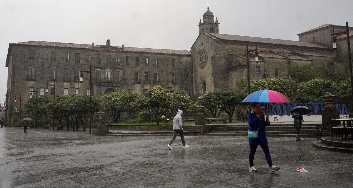 Centro histórico de Pontevedra nun día de chuvia