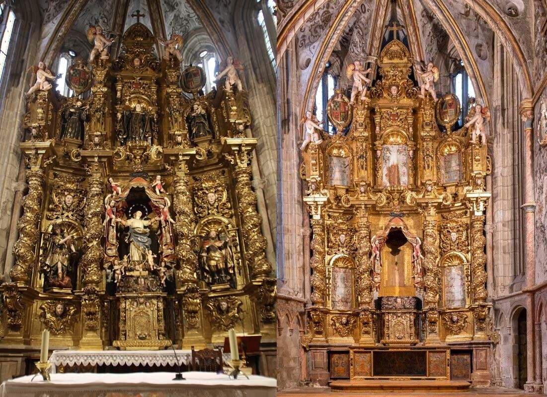 Situación do altar maior antes e despois da compra de Santa Clara