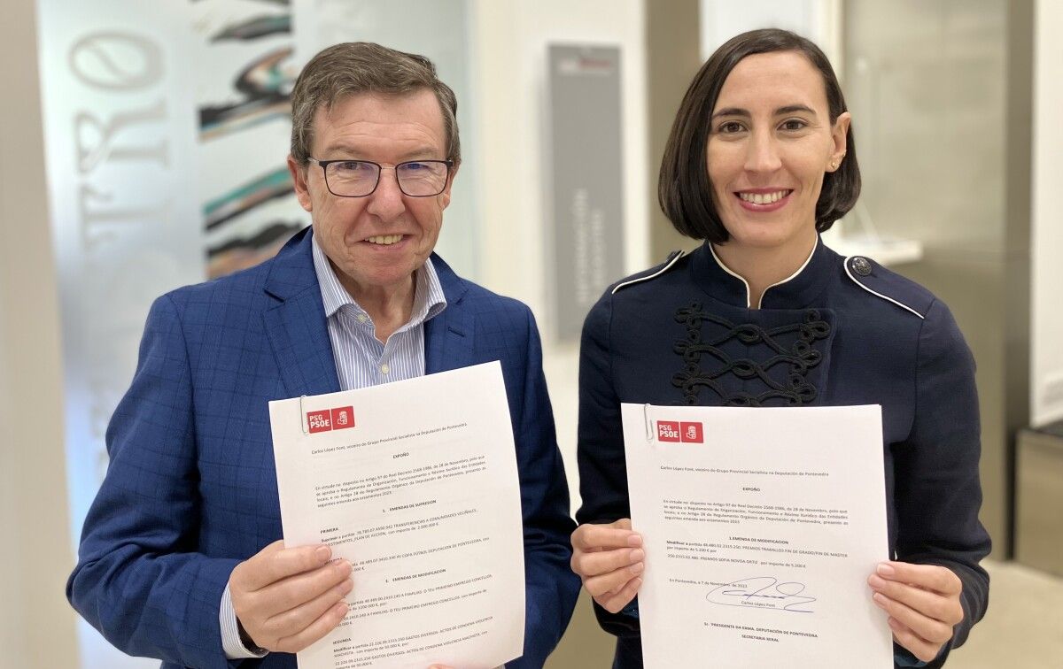 Carlos Font e Laura Iglesias presentaron as emendas do PSOE aos Orzamentos da Deputación