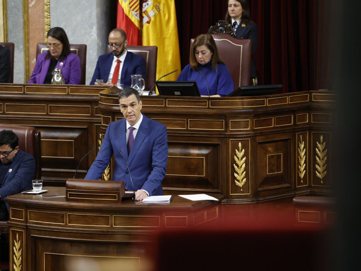 Pedro Sánchez na sesión de investidura