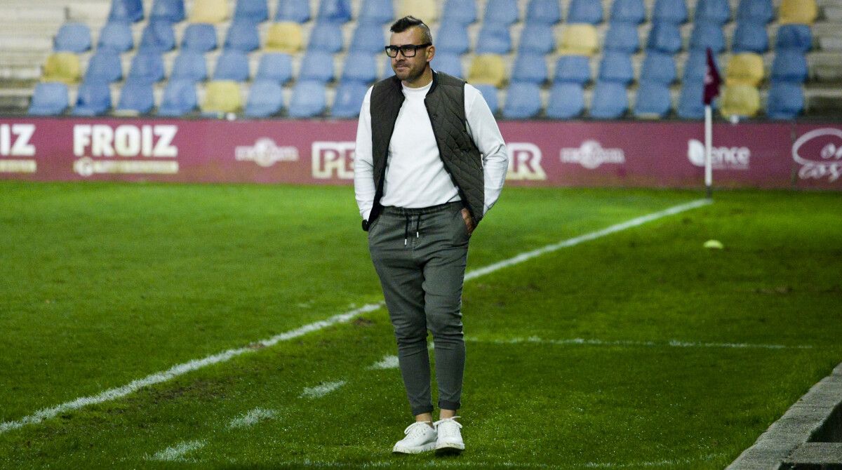 Yago Iglesias en el partido de liga entre Pontevedra CF y Arandina CF en Pasarón