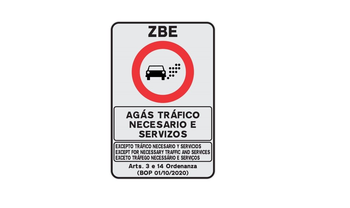 Sinal da Zona de Baixas Emisións en Pontevedra