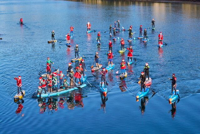 Papanoelada de paddle surf en el río Lérez