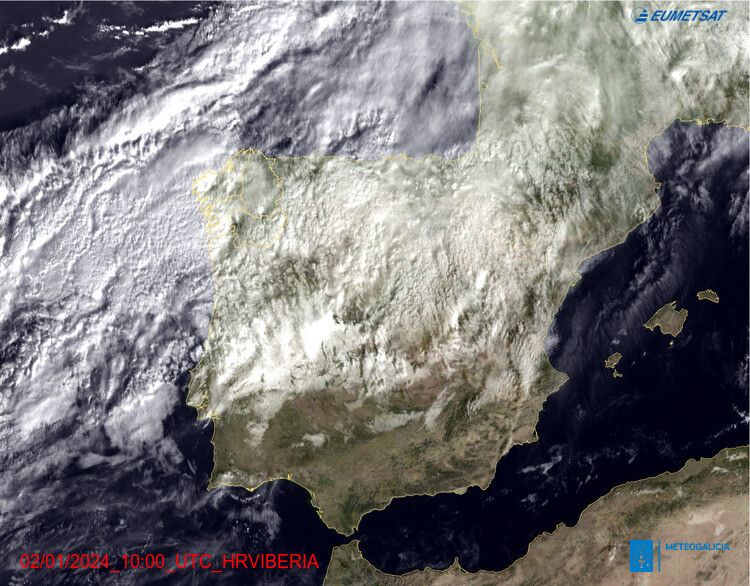 Imagen del satélite de Meteogalicia durante este martes 2 de enero de 2024