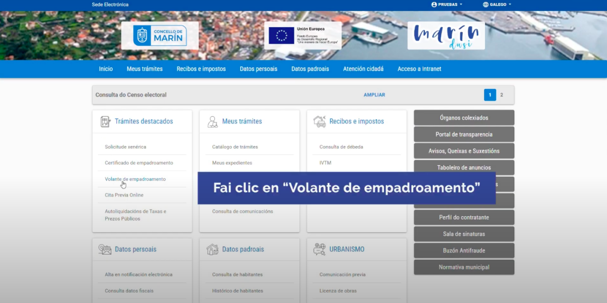 Titorial para o uso da administración electrónica de Marín