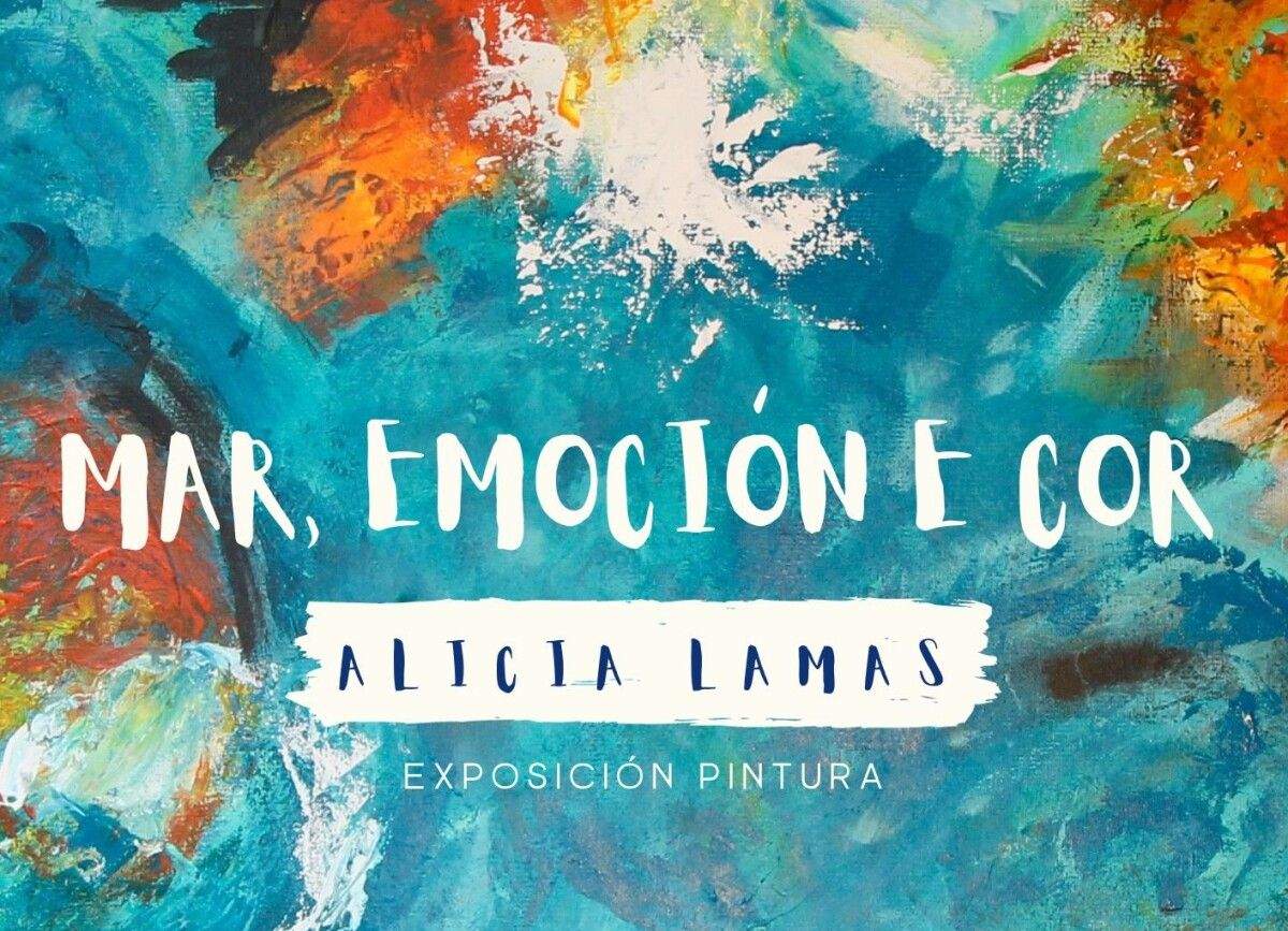 Detalle del cartel de la exposición de Alicia Lamas titulada 'Mar, emoción e cor'