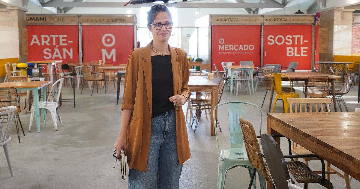 Anabel Gulías, na primeira planta do mercado de Pontevedra 