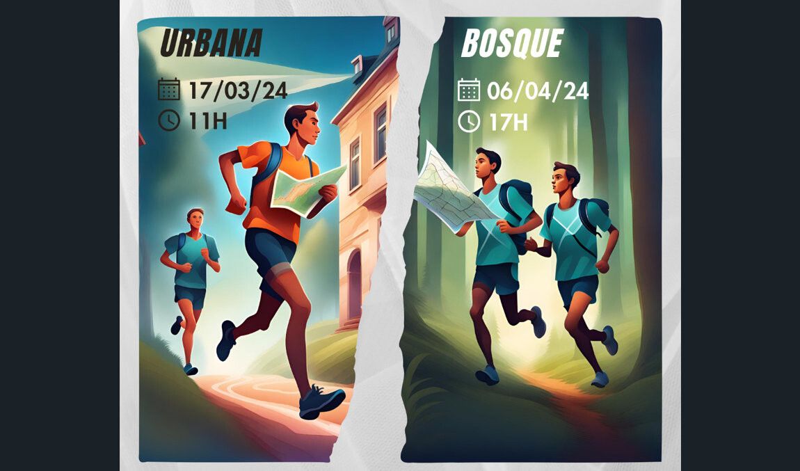 Cartel de las carreras de orientación en el Concello de Caldas