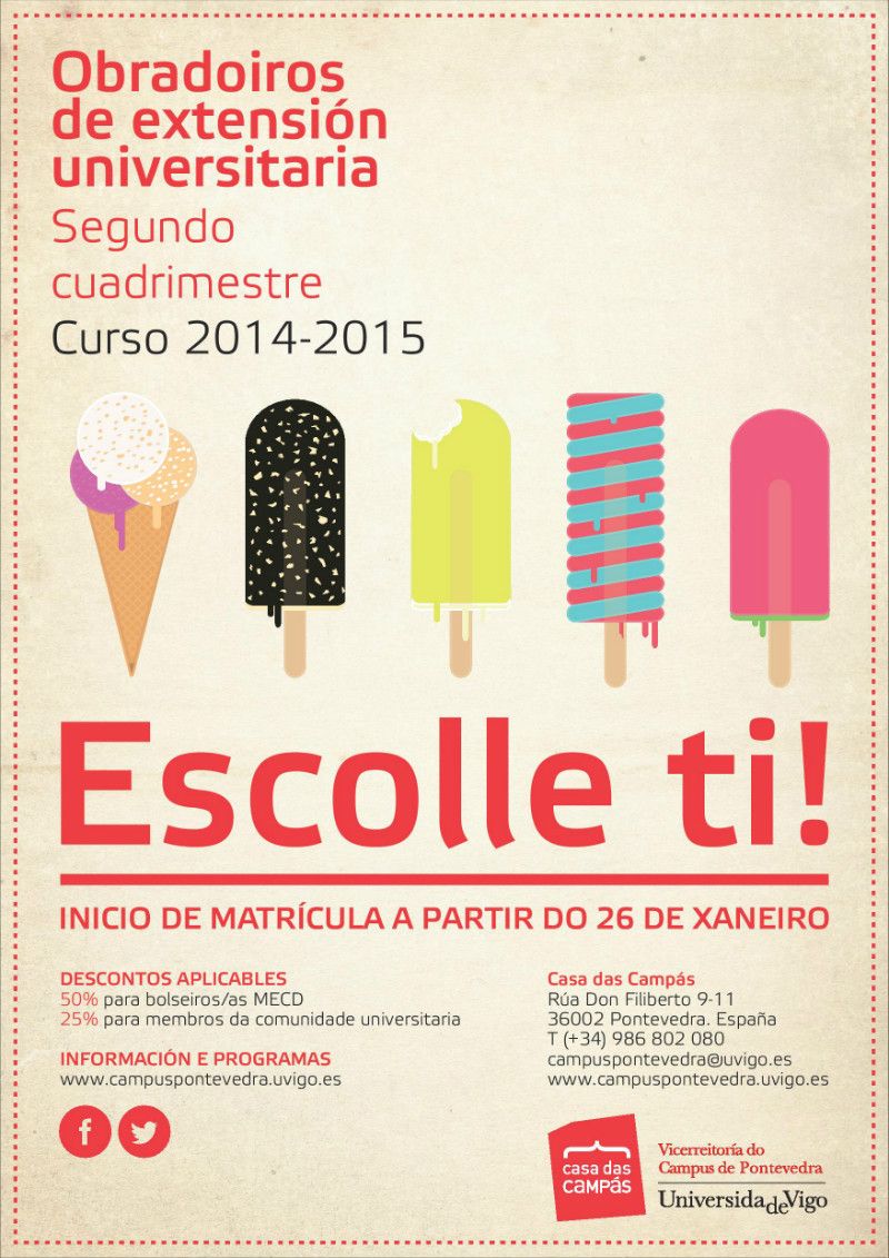Cartel dos novos cursos de extensión universitaria