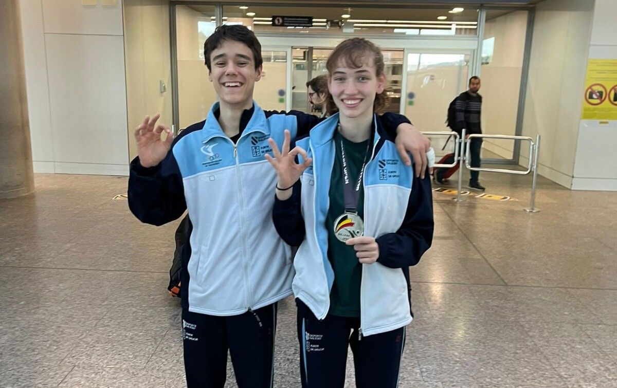 Katy Rebón Fedorova e Roi Fraga, tras competir no Open Internacional de Bélxica