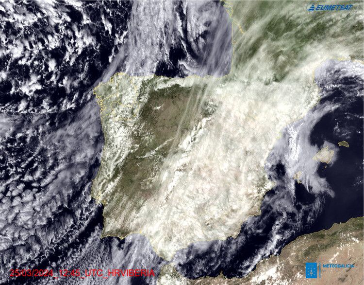 Imaxe de satélite de Meteogalicia onde se observa a entrada do temporal para este martes 26