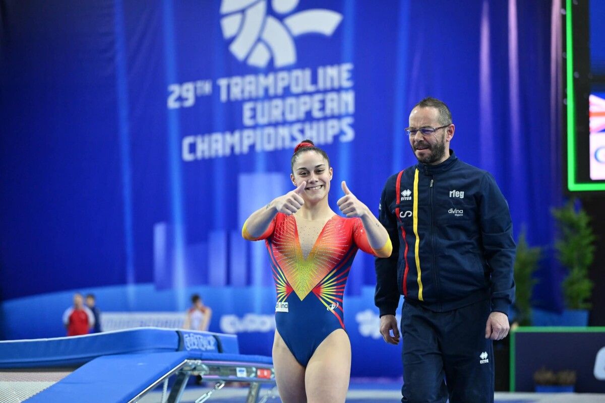 Melania Rodríguez, no Campionato de Europa de Ximnasia Trampolín en Guimaraes