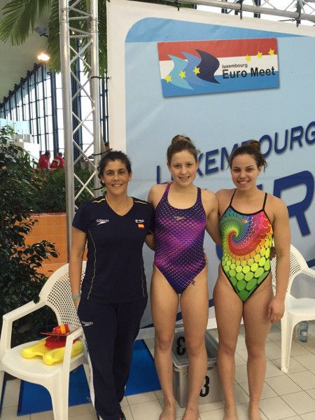 Luisa Domínguez, Bea Gómez e María Vilas no Meeting de Luxemburgo