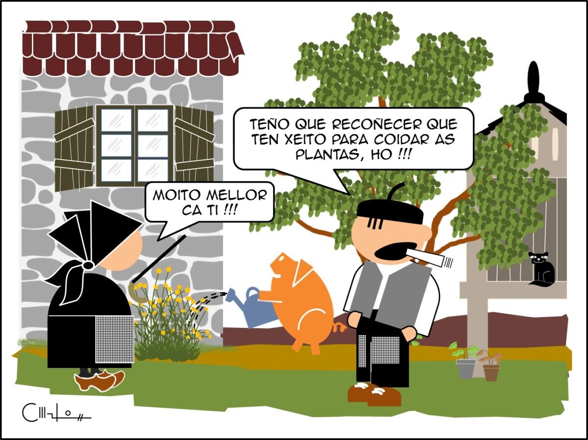 Os Recortiños: Regando