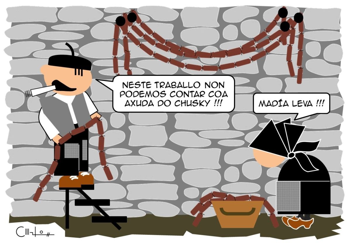 Os Recortiños: Colgando chourizos