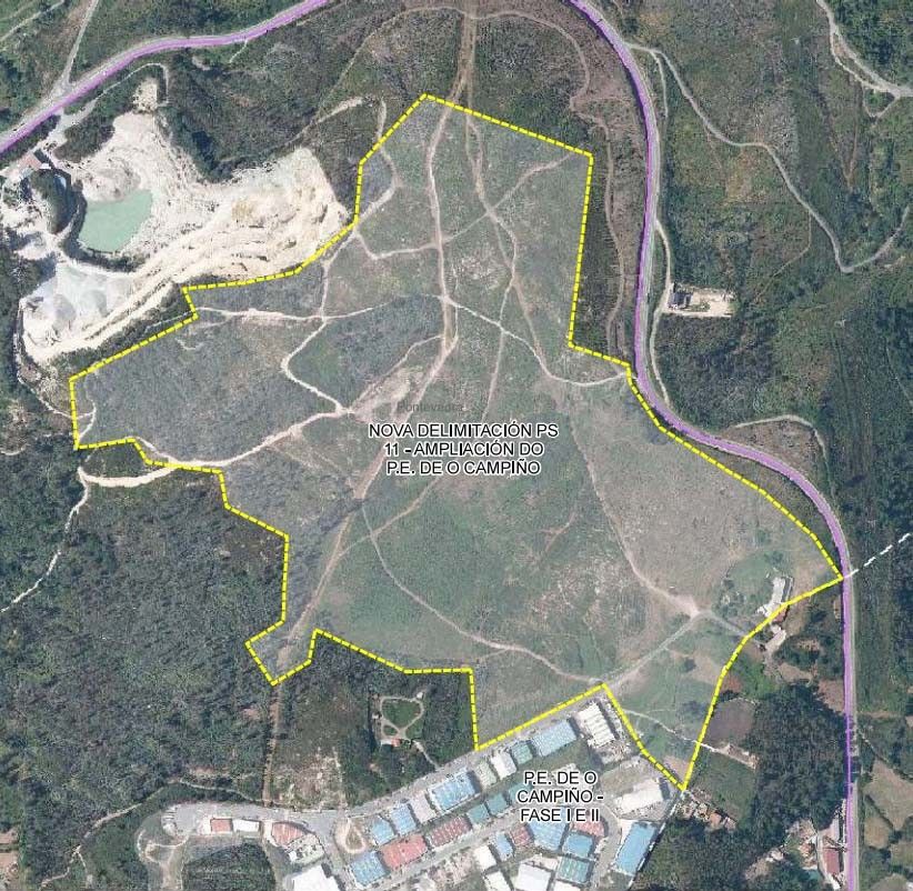 Área prevista para a ampliación do Campiño Área prevista para a ampliación do Campiño