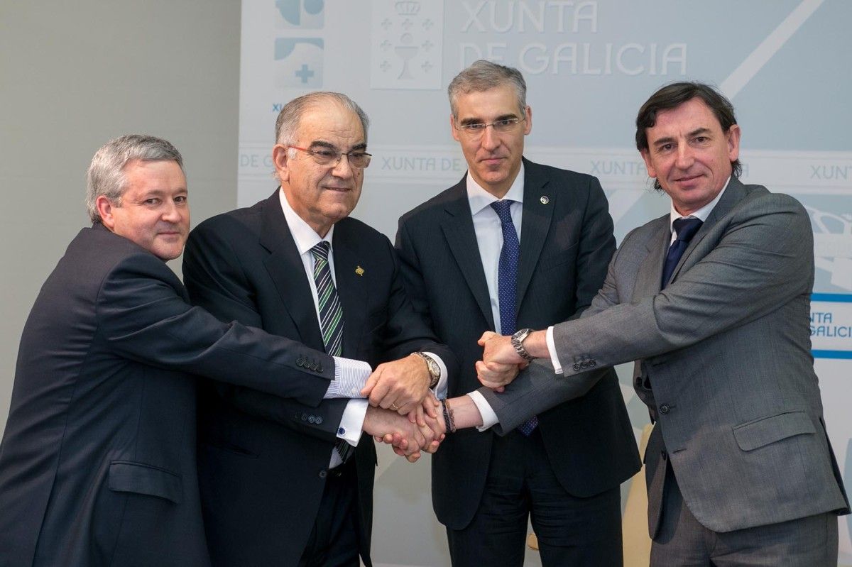 Francisco Conde, conselleiro de Industria, con los presidentes de las Cámaras de Pontevedra, Vigo y Vilagarcía