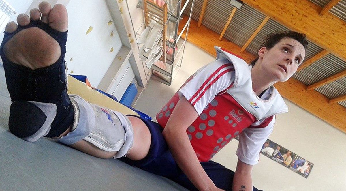 Lúa Piñeiro durante un adestramento