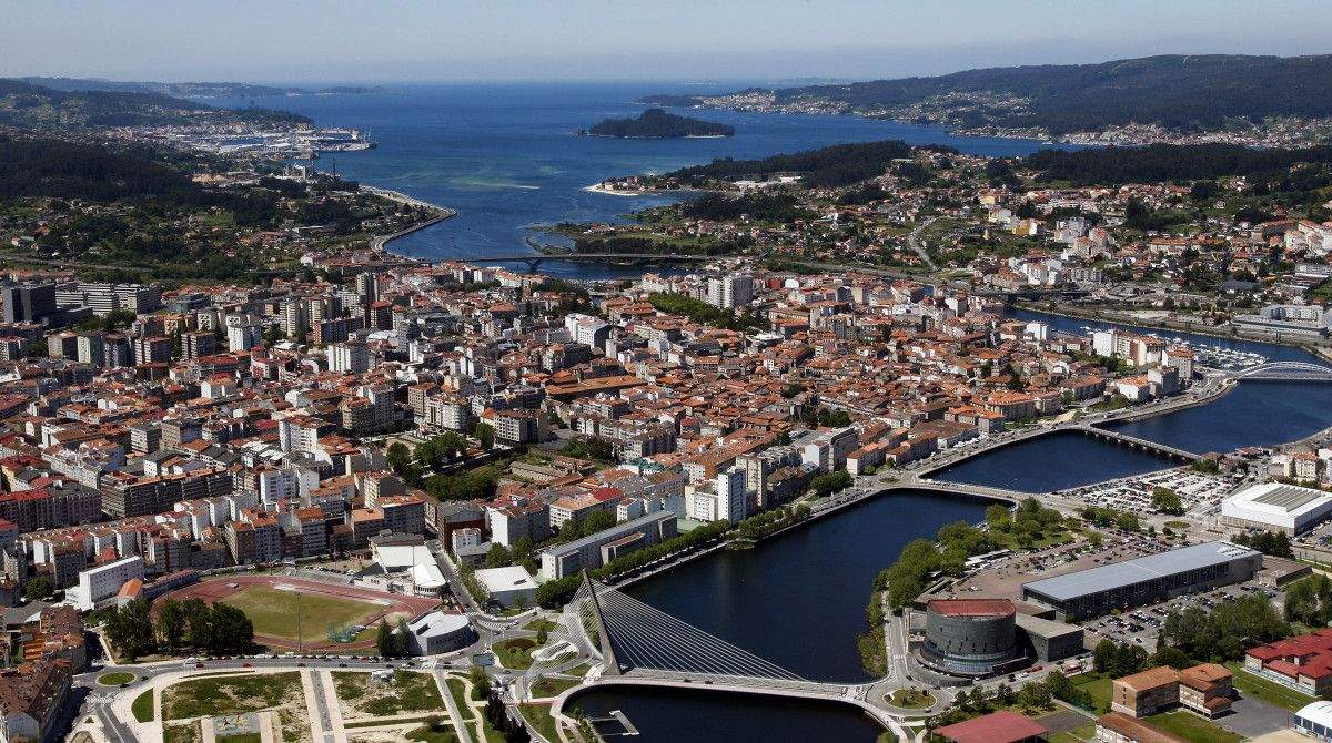 Vista aérea de la ciudad de Pontevedra