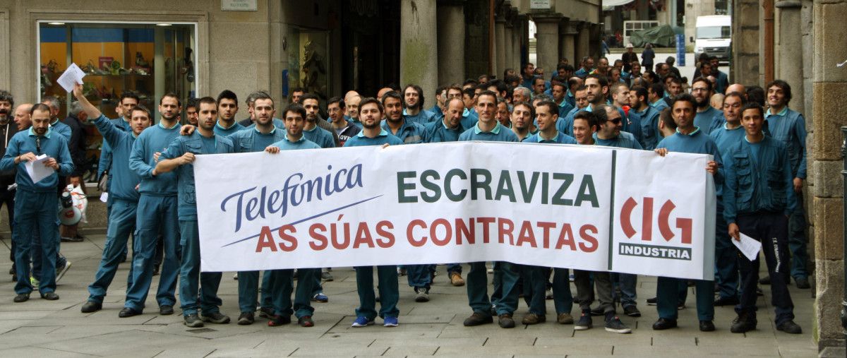 Manifestación de los trabajadores de las subcontratas de Telefónica