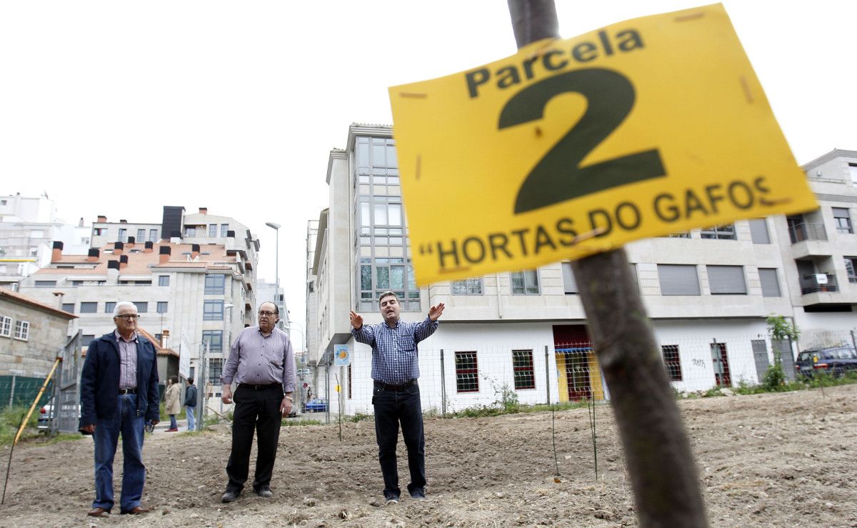 Integrantes de la Federación Castelao visitan el terreno de las huertas urbanas en O Gorgullón