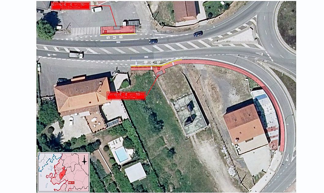 Imaxe exemplo de planta de actuación, na estrada PO-531 en Meis, nas proximidades do nó de Curro